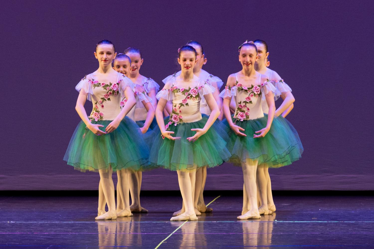 Young Ballet Dancers in Green Tutus